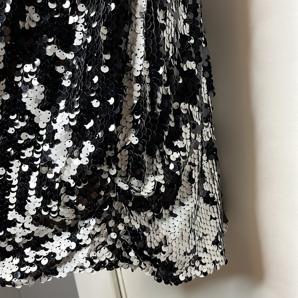 Aidan Mattox black and white sequin mini dress - Picture 5 of 10
